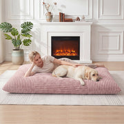 Convertible Bean Bag Floor Sofa with Machine-washable Corduroy Cover-Pink-Floor Chairs-DECOROLALA