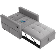 Convertible Chair Bed - Grey Velvet USB-DECOROLALA