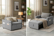 Convertible Chair Bed - Grey Velvet USB-DECOROLALA