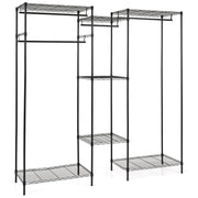 Convertible Clothes Organizer with L-shape and Horizontal Installation-Black-Clothing & Closet Storage-DECOROLALA