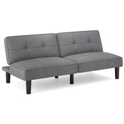 Convertible Folding Futon Sofa Bed with 6-Position Adjustable Backrest-Gray-Sofas & Loveseats-DECOROLALA