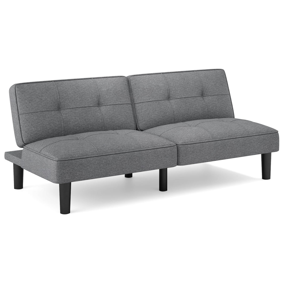 Convertible Folding Futon Sofa Bed with 6-Position Adjustable Backrest-Gray-Sofas & Loveseats-DECOROLALA