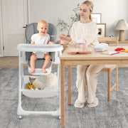 Convertible Infant Dining Chair with 5 Backrest and 3 Footrest Positions-Gray-High Chairs-DECOROLALA