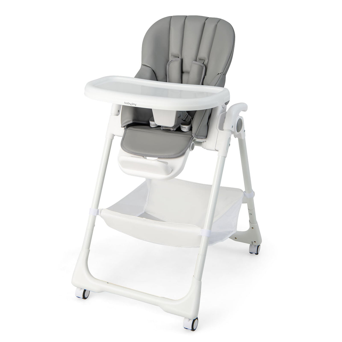 Convertible Infant Dining Chair with 5 Backrest and 3 Footrest Positions-Gray-High Chairs-DECOROLALA