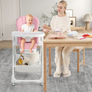 Convertible Infant Dining Chair with 5 Backrest and 3 Footrest Positions-Pink-High Chairs-DECOROLALA