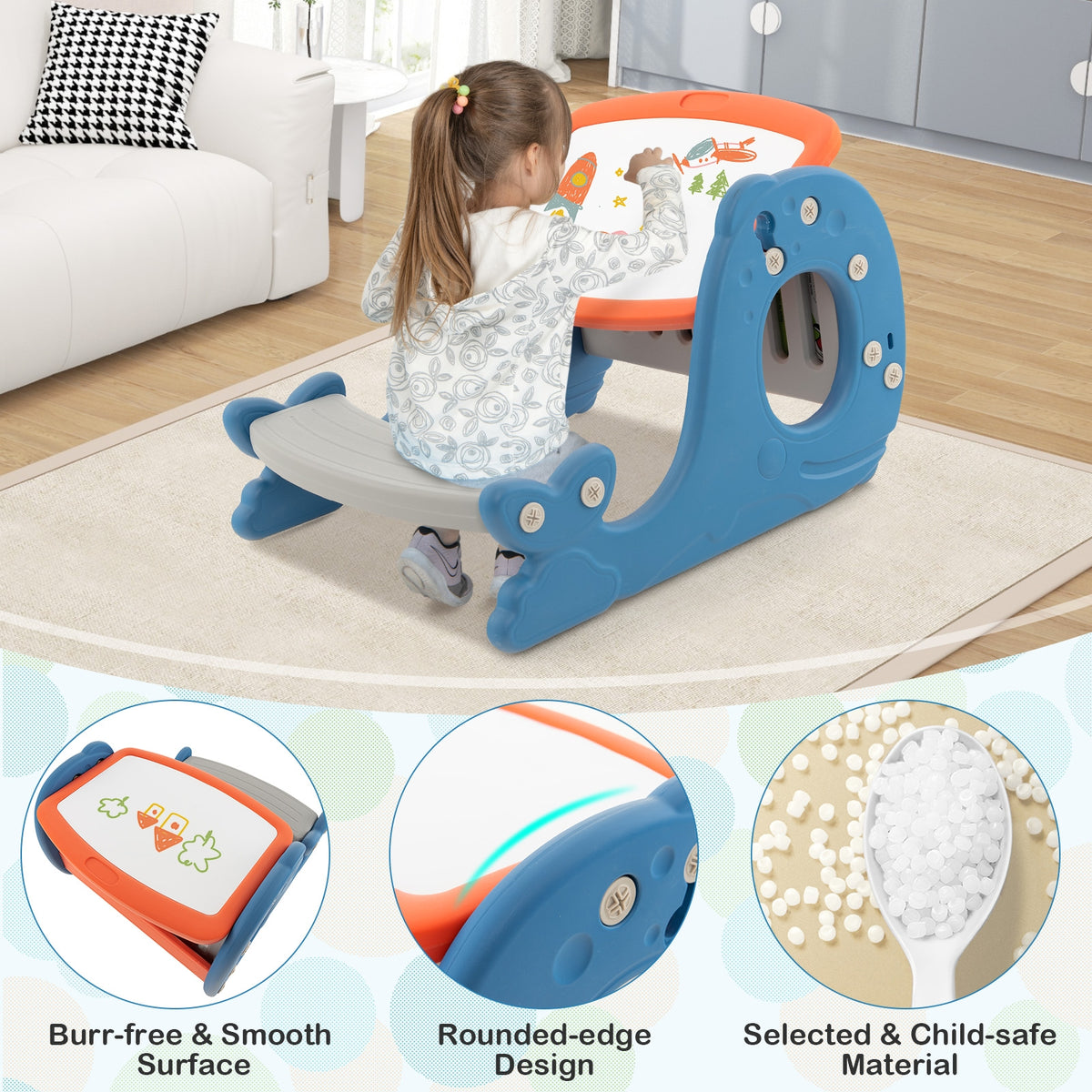 4-in-1 Kids Activity Table and Easel Set with Whiteboard
