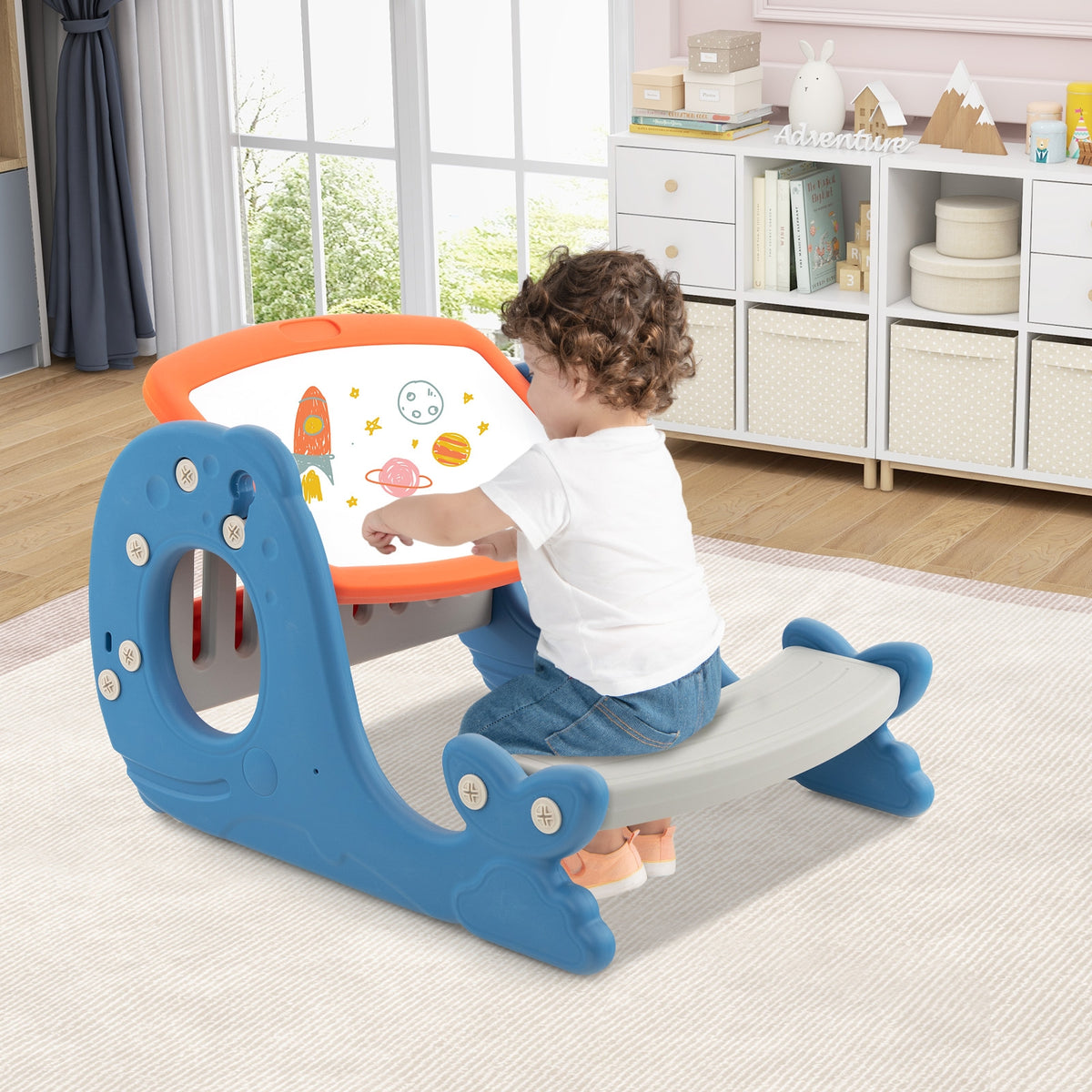 4-in-1 Kids Activity Table and Easel Set with Whiteboard