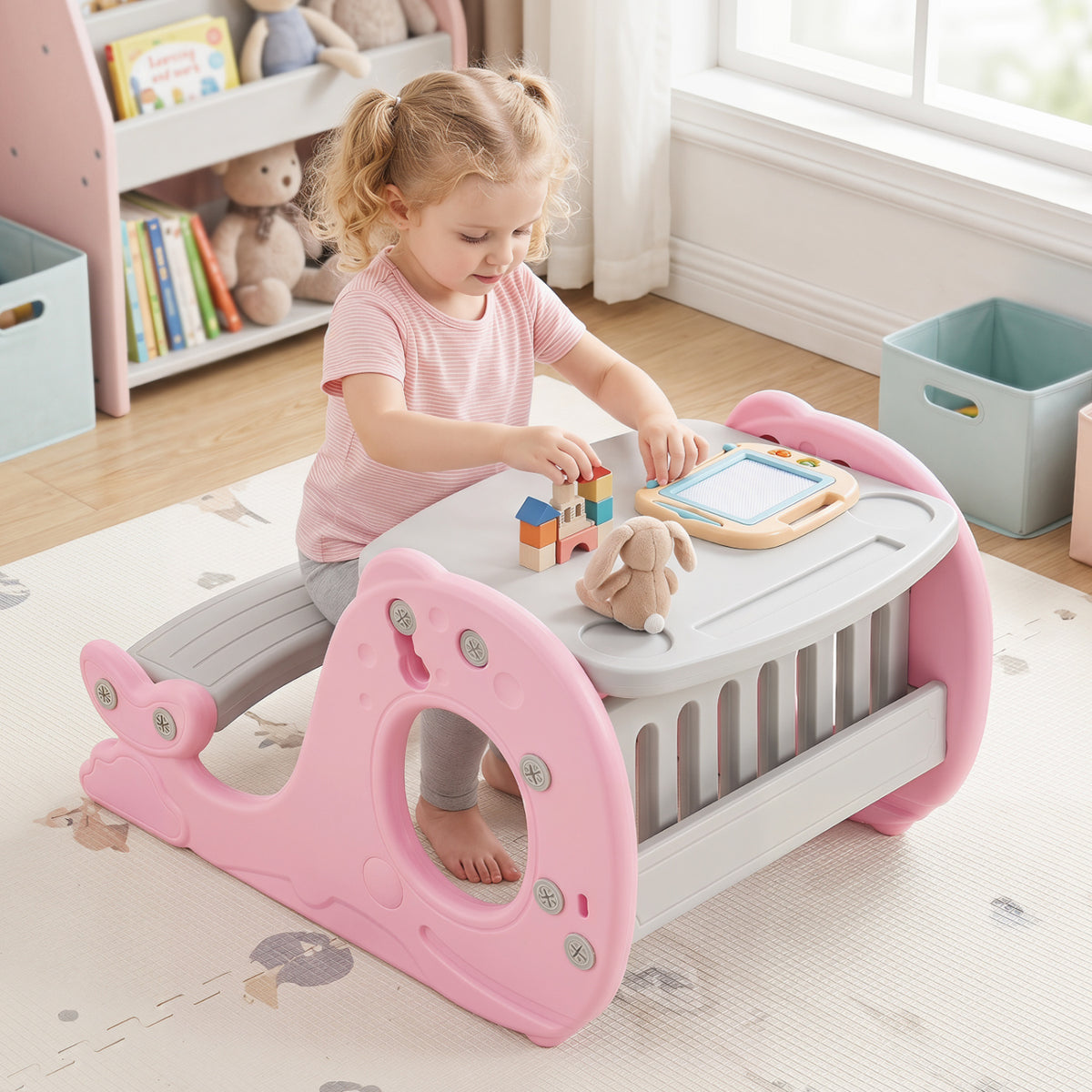 4-in-1 Kids Activity Table and Easel Set with Whiteboard
