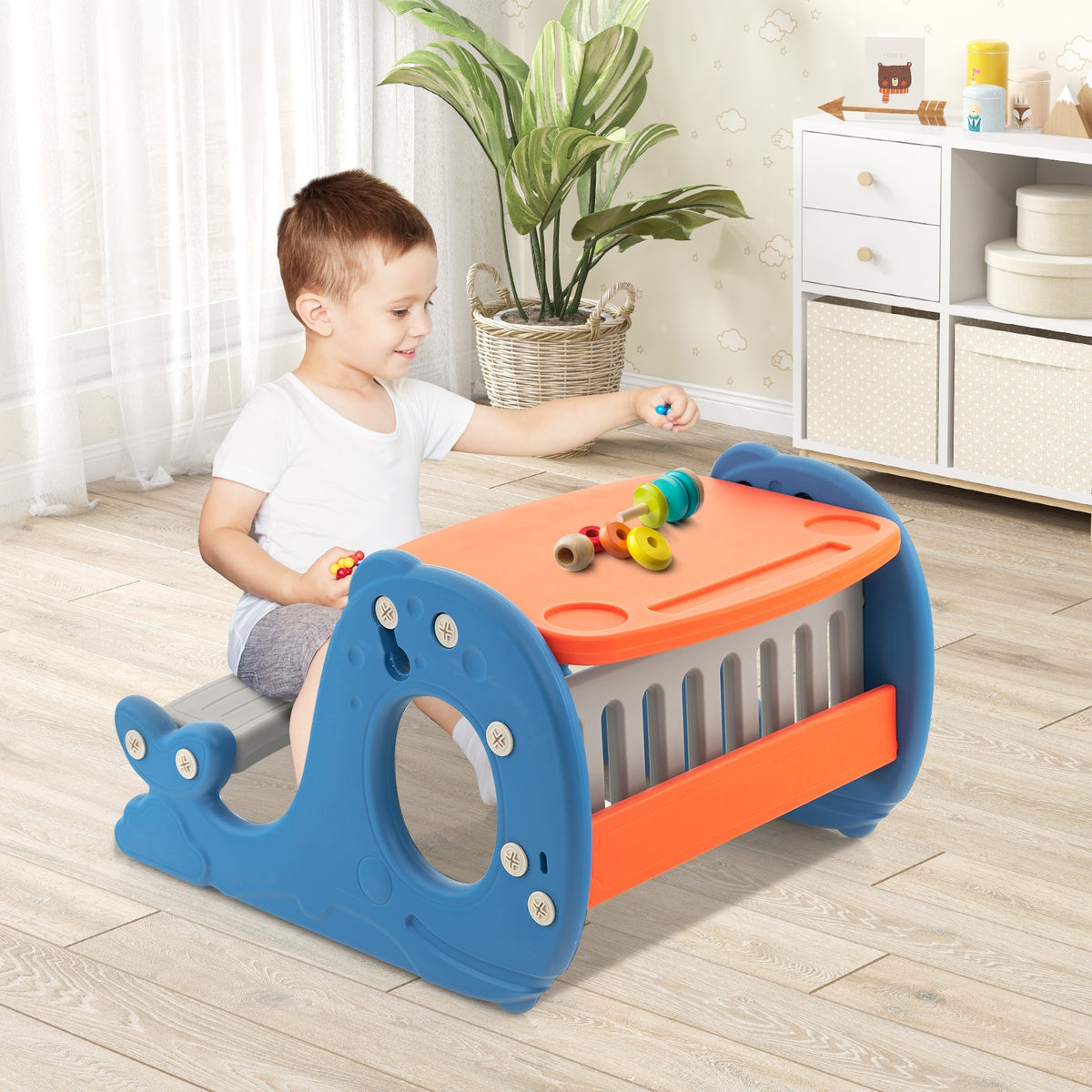 4-in-1 Kids Activity Table and Easel Set with Whiteboard