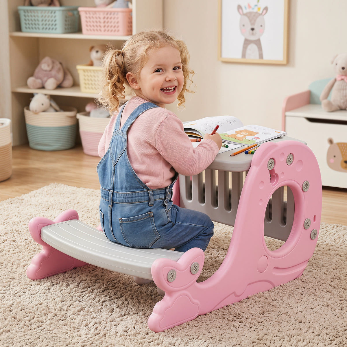 4-in-1 Kids Activity Table and Easel Set with Whiteboard