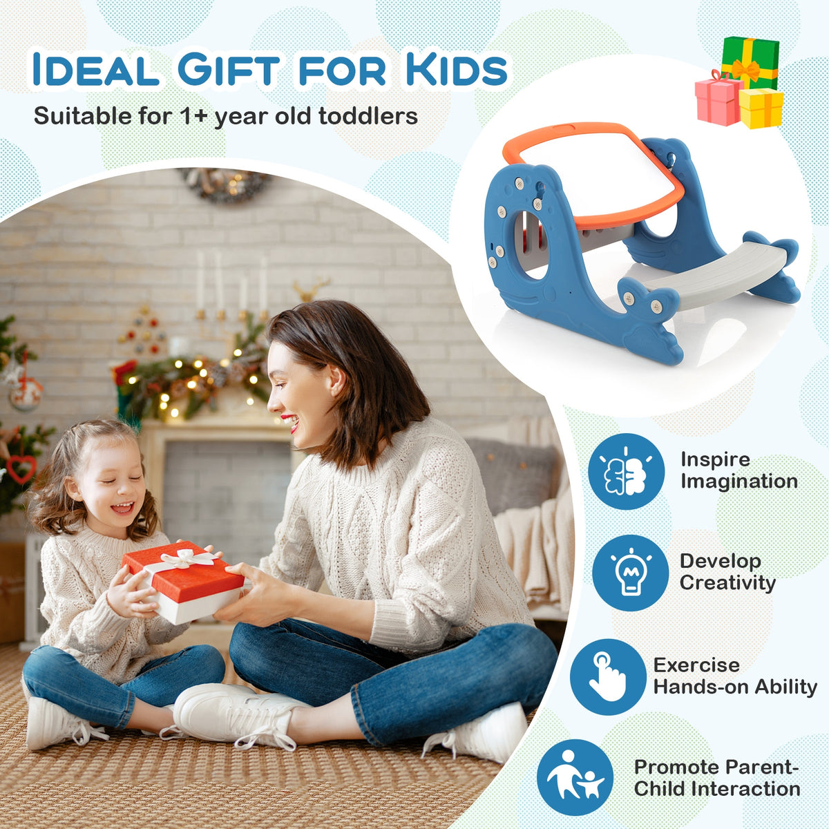 4-in-1 Kids Activity Table and Easel Set with Whiteboard