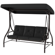 Convertible Patio Swing Bed - 3 Seater Black-DECOROLALA
