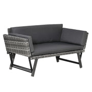 Convertible Rattan Sofa Bed - Grey-DECOROLALA