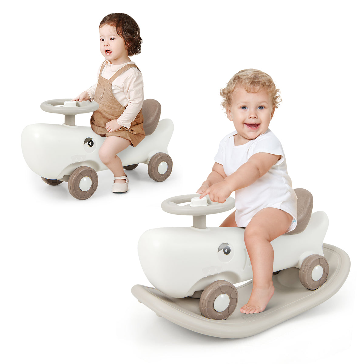 Convertible Rocking Horse and Sliding Car with Detachable Balance Board