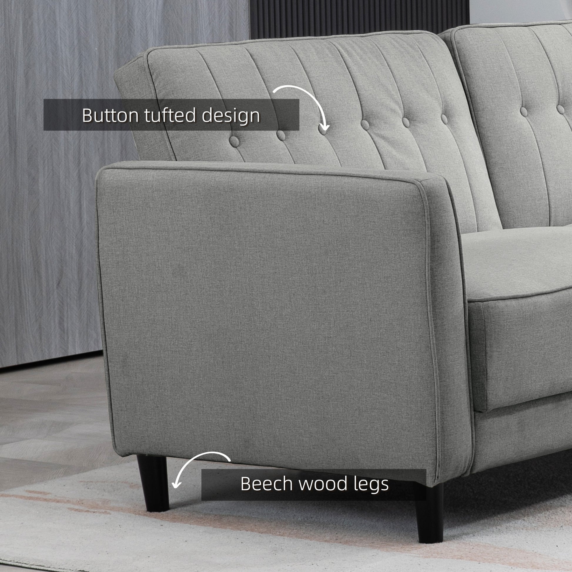 Convertible Sofa Bed - Charcoal Grey Button Tufted-DECOROLALA
