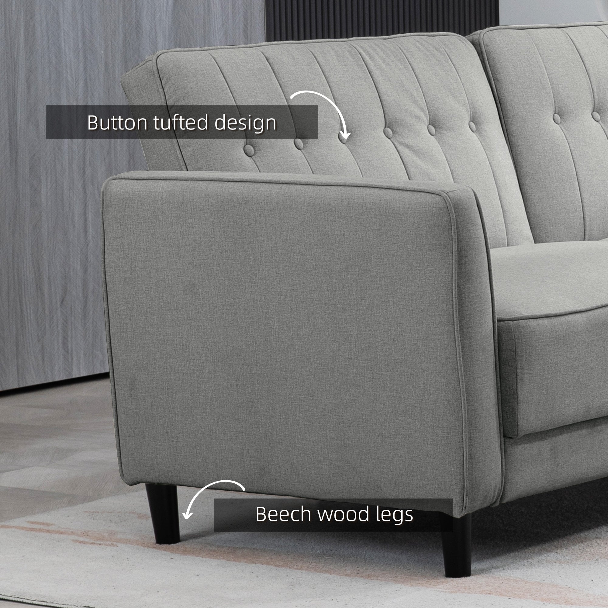 Convertible Sofa Bed - Charcoal Grey Button Tufted-DECOROLALA