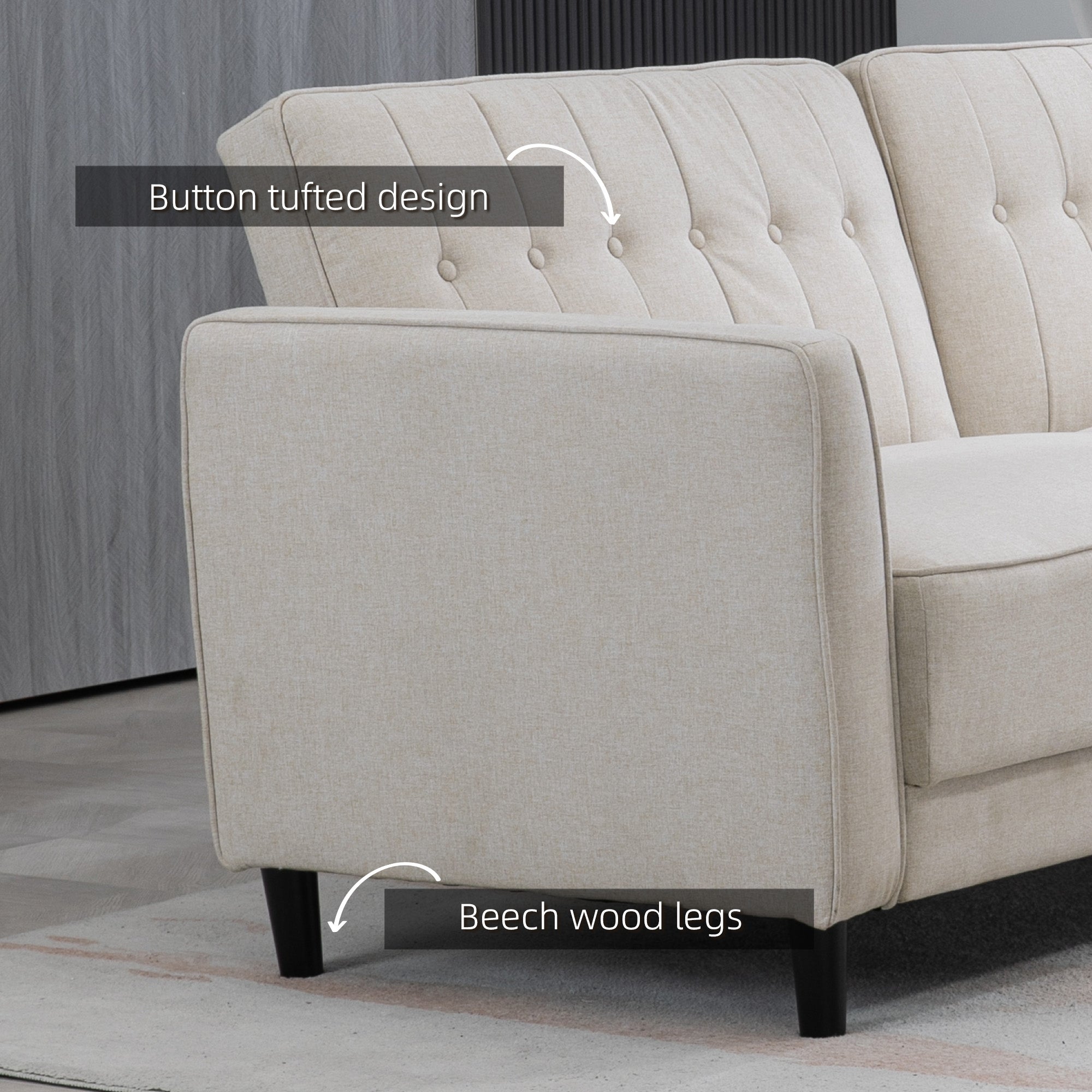 Convertible Sofa Bed - Charcoal Grey Button Tufted-DECOROLALA