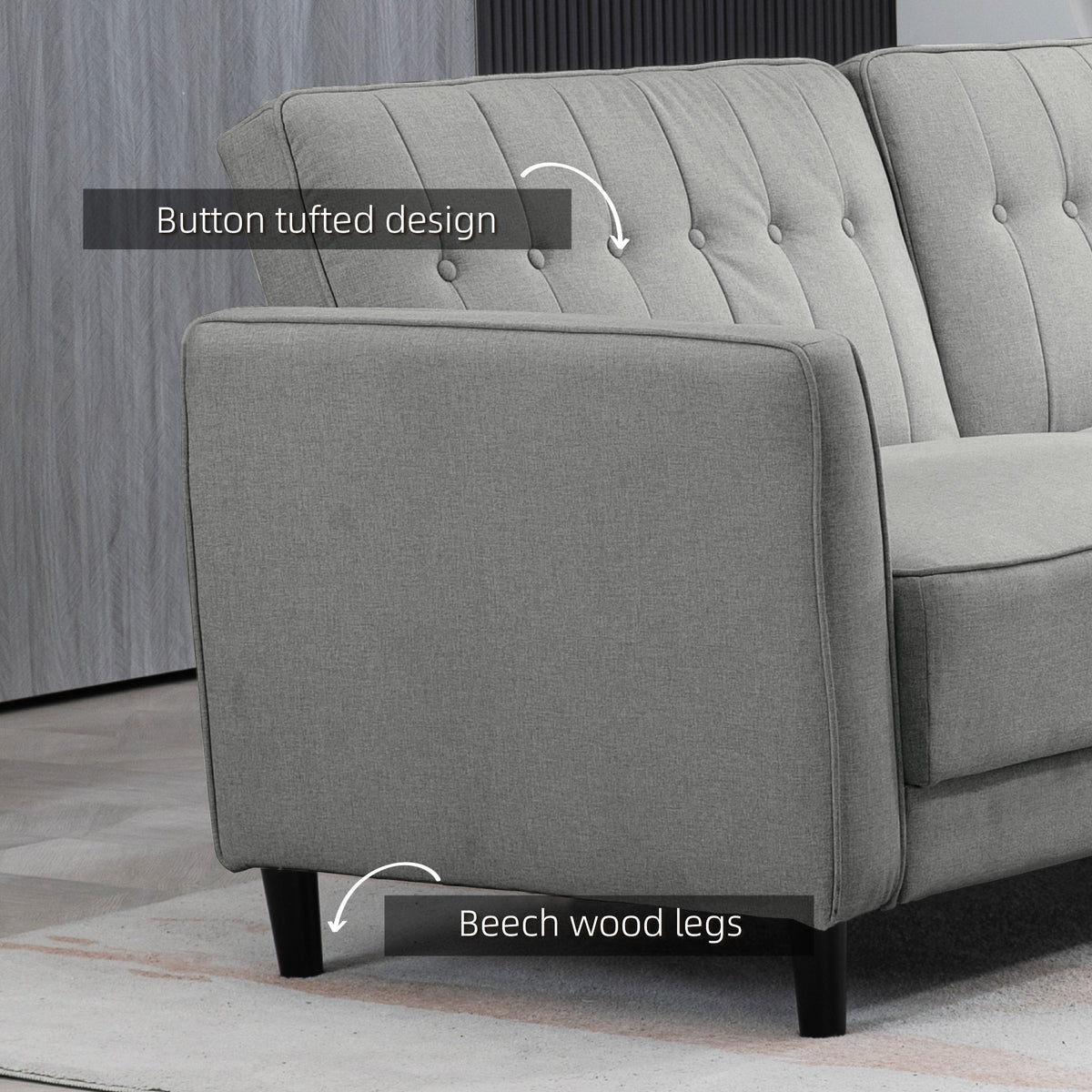 Convertible Sofa Bed - Charcoal Grey Button Tufted-DECOROLALA