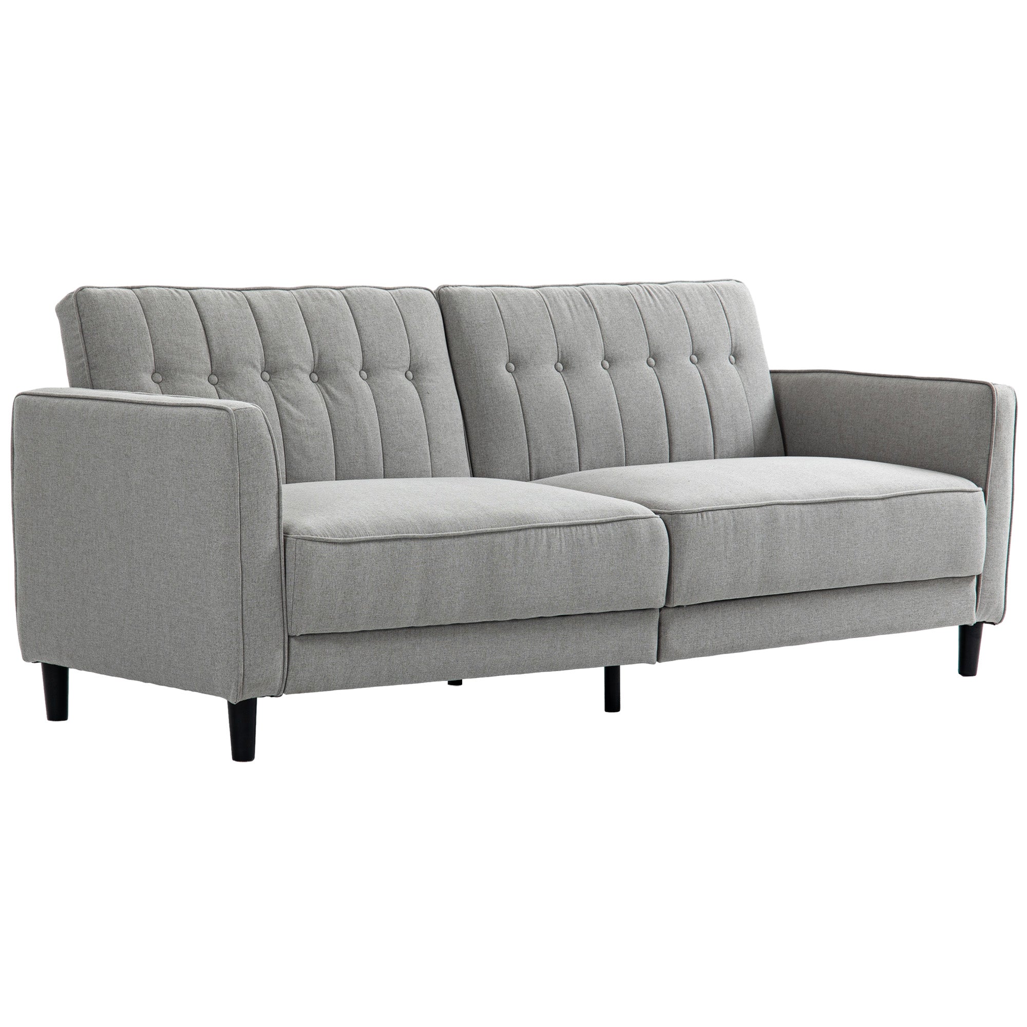 Convertible Sofa Bed - Charcoal Grey Button Tufted-DECOROLALA