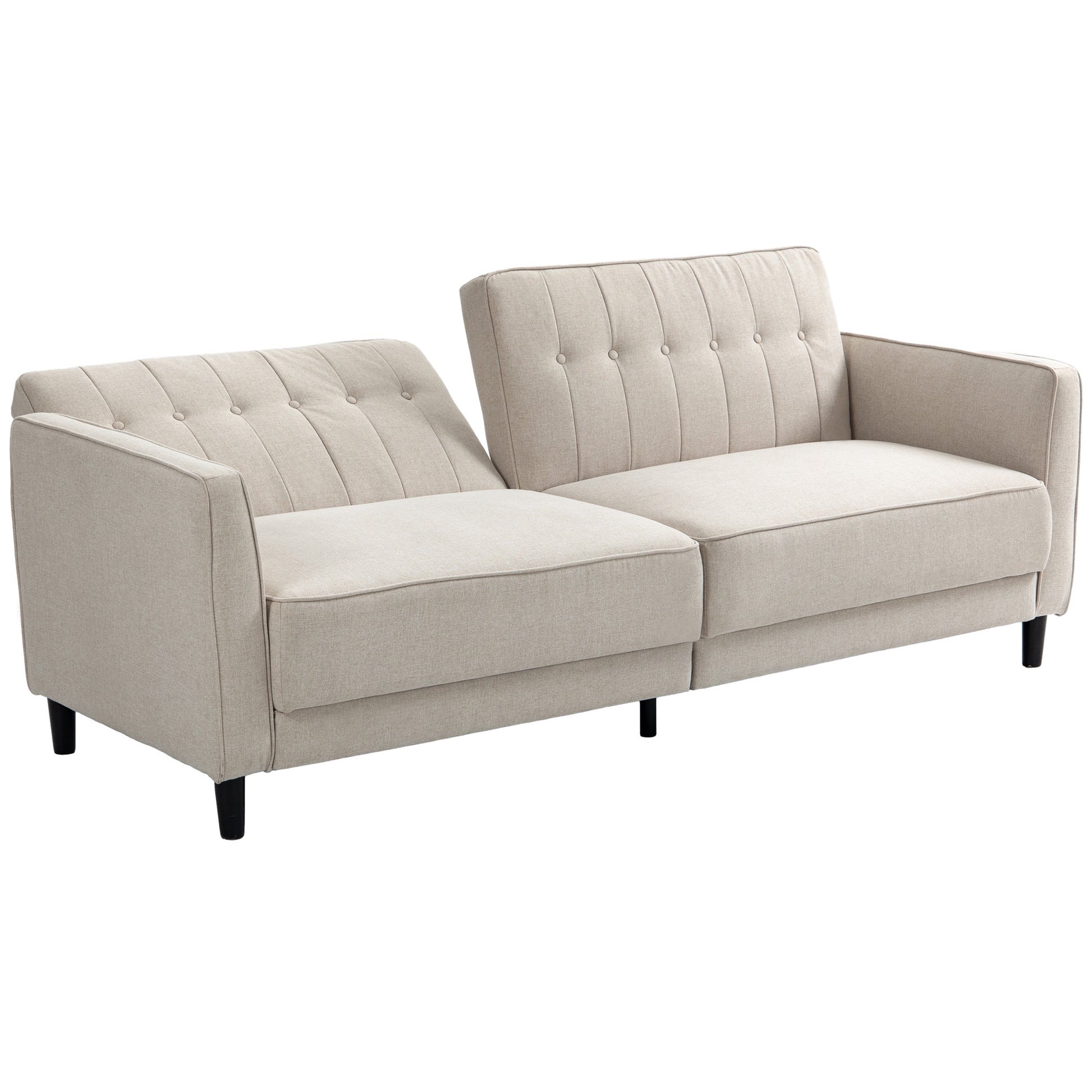 Convertible Sofa Bed - Charcoal Grey Button Tufted-DECOROLALA