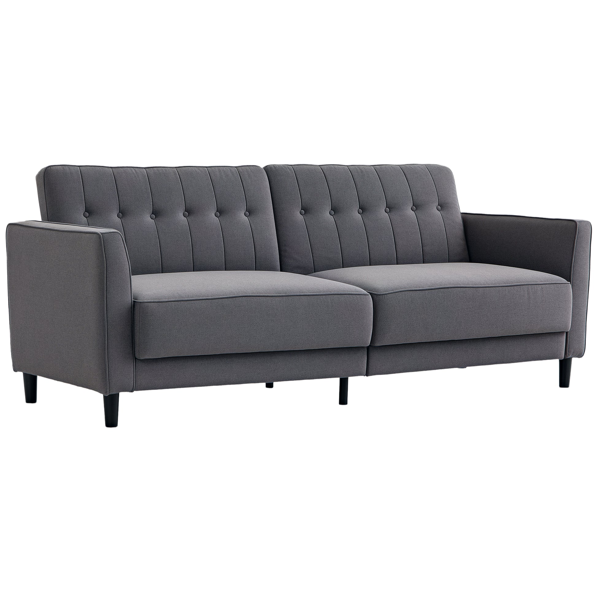 Convertible Sofa Bed - Charcoal Grey Button Tufted-DECOROLALA