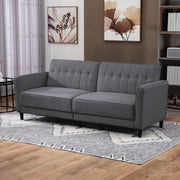 Convertible Sofa Bed - Charcoal Grey Button Tufted-DECOROLALA