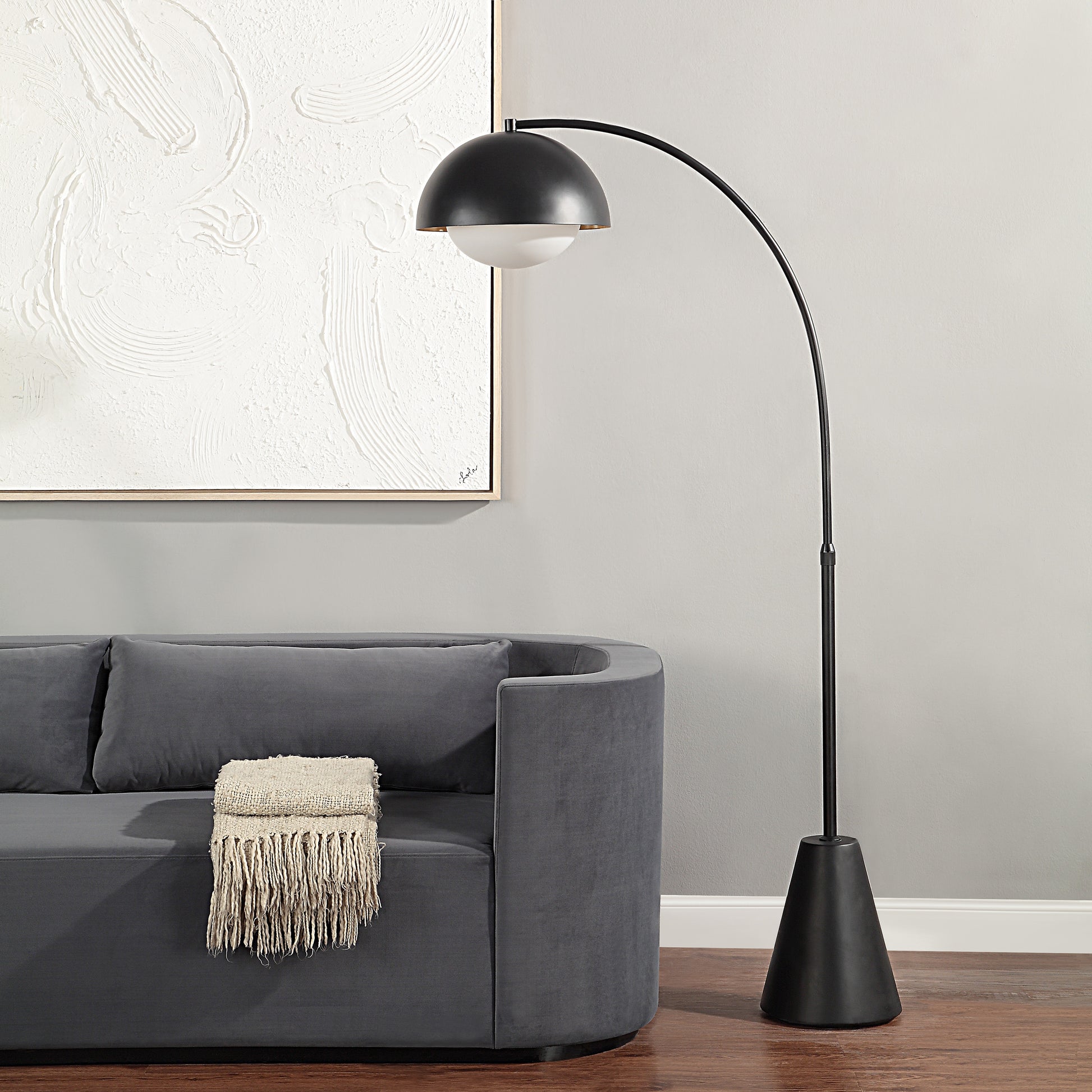 Cooke 65 - 75" Tall Matte Black Floor Lamp with Shade-Floor Lamp-DECOROLALA