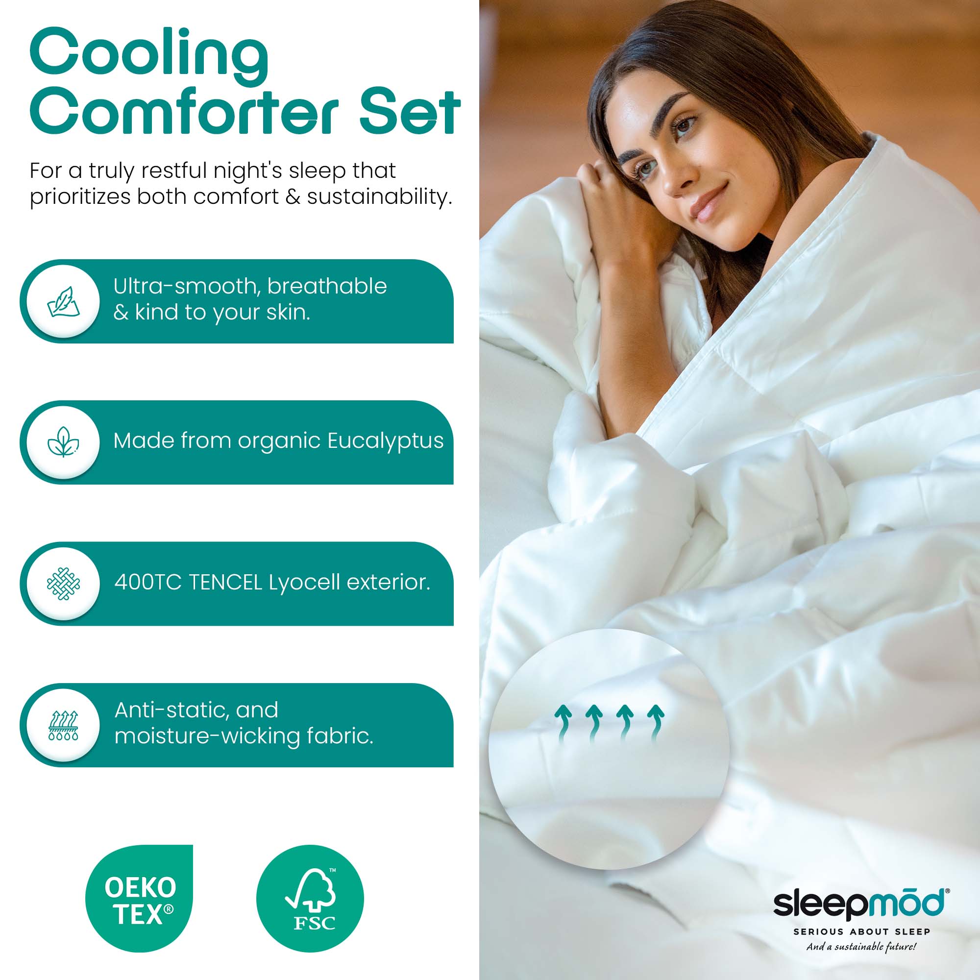 Cooling Comforter Set Ð Temperature-Regulating Eucalyptus Silk Comforter & Pillow Shams-Comforter Set-DECOROLALA