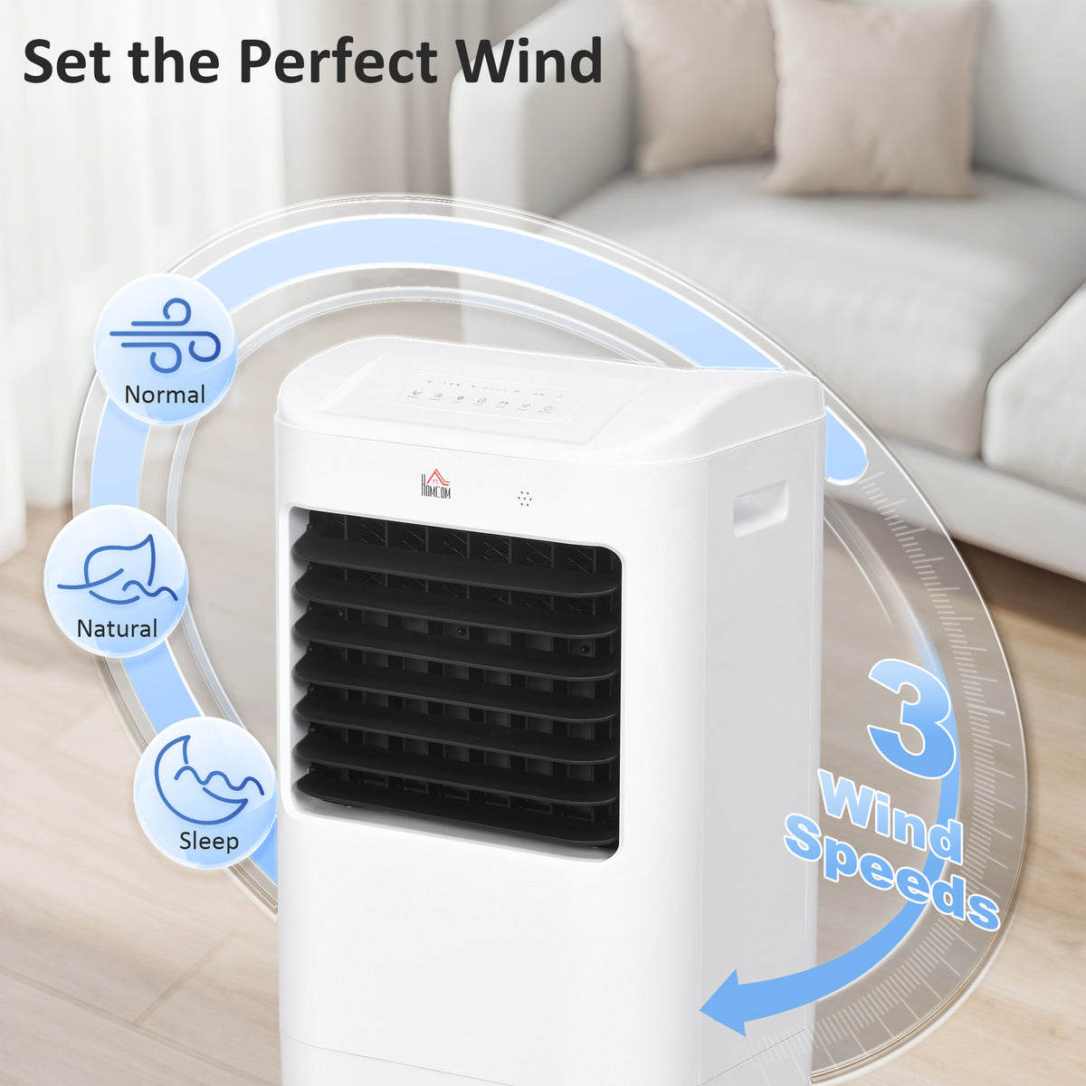 Cooling Fan for Bedroom with Ice Pack, Tower Fan with Remote Control, 3 Modes, 3 Speeds, 7.5H Timer, White-Fans-DECOROLALA