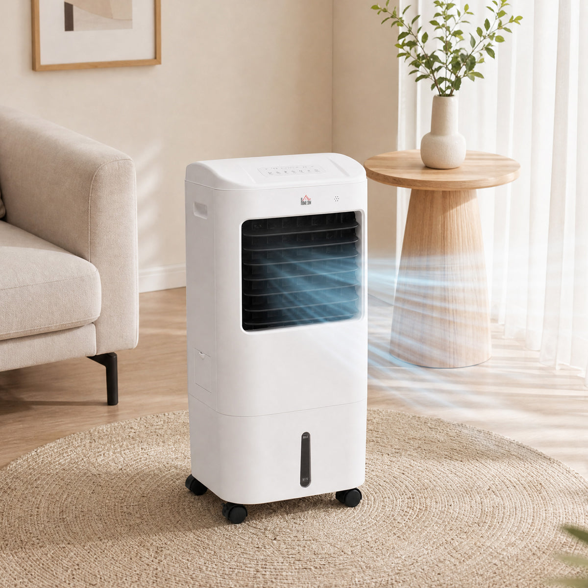 Cooling Fan for Bedroom with Ice Pack, Tower Fan with Remote Control, 3 Modes, 3 Speeds, 7.5H Timer, White-Fans-DECOROLALA