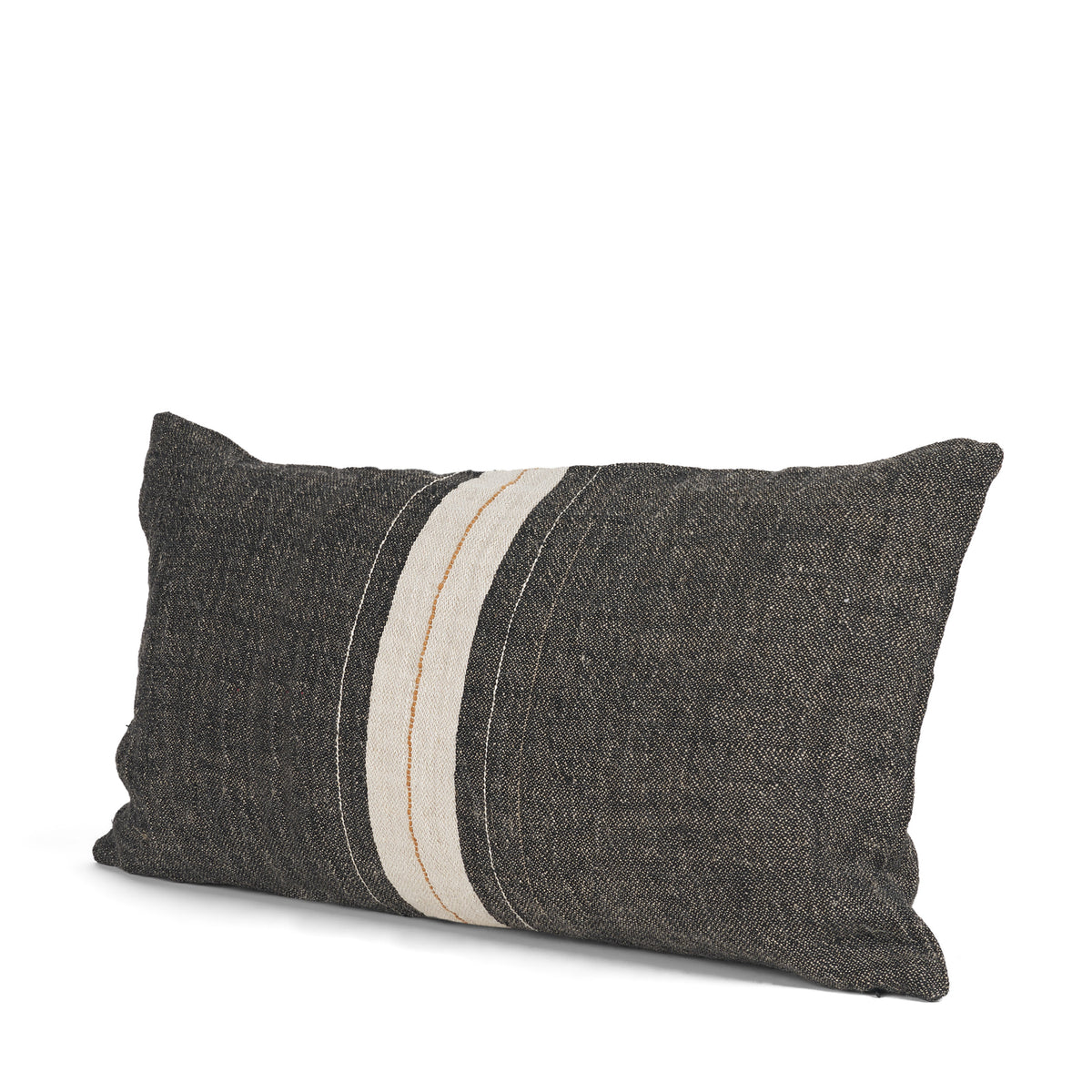 Cooper 14x26 Lumbar Black w/ Cream Stripe Decorative Pillow Cover-Decorative Pillows-DECOROLALA