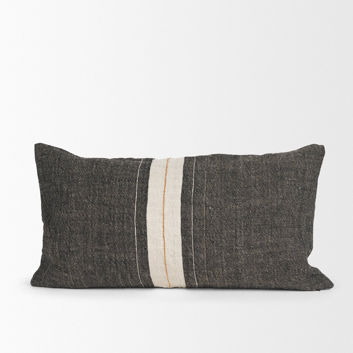 Cooper 14x26 Lumbar Black w/ Cream Stripe Decorative Pillow Cover-Decorative Pillows-DECOROLALA