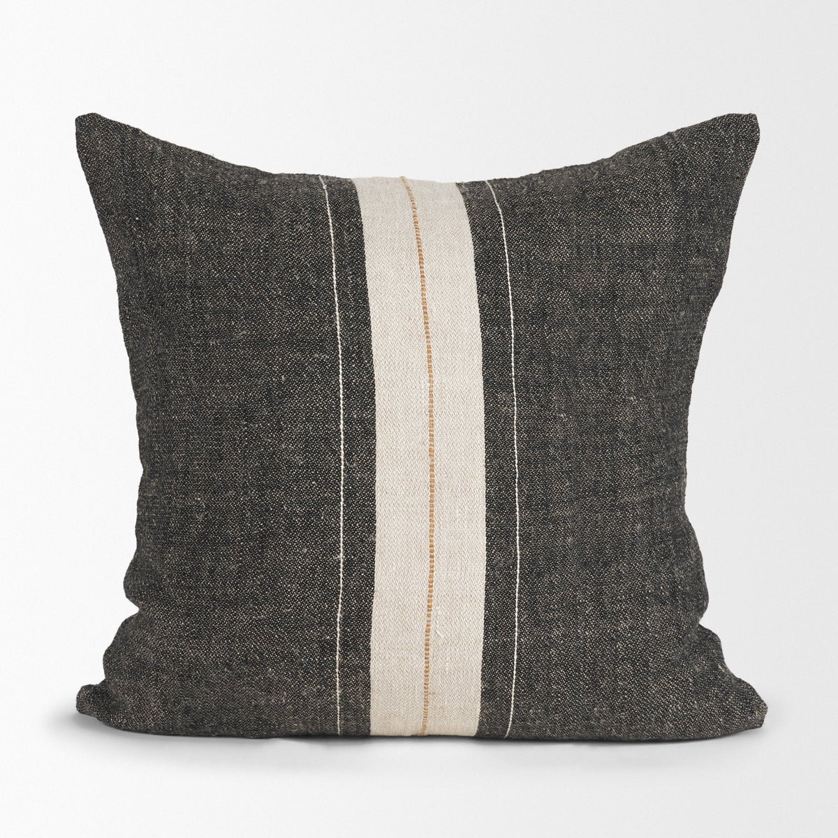 Cooper 20x20 Square Black w/ Cream Stripe Pillow Cover w/Down Filler-Decorative Pillows-DECOROLALA