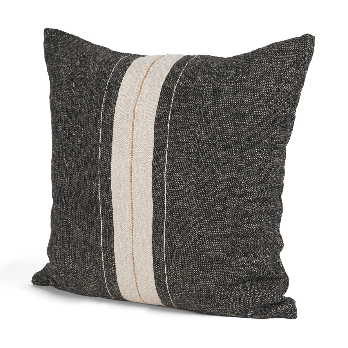Cooper 20x20 Square Black w/ Cream Stripe Pillow Cover w/Down Filler-Decorative Pillows-DECOROLALA