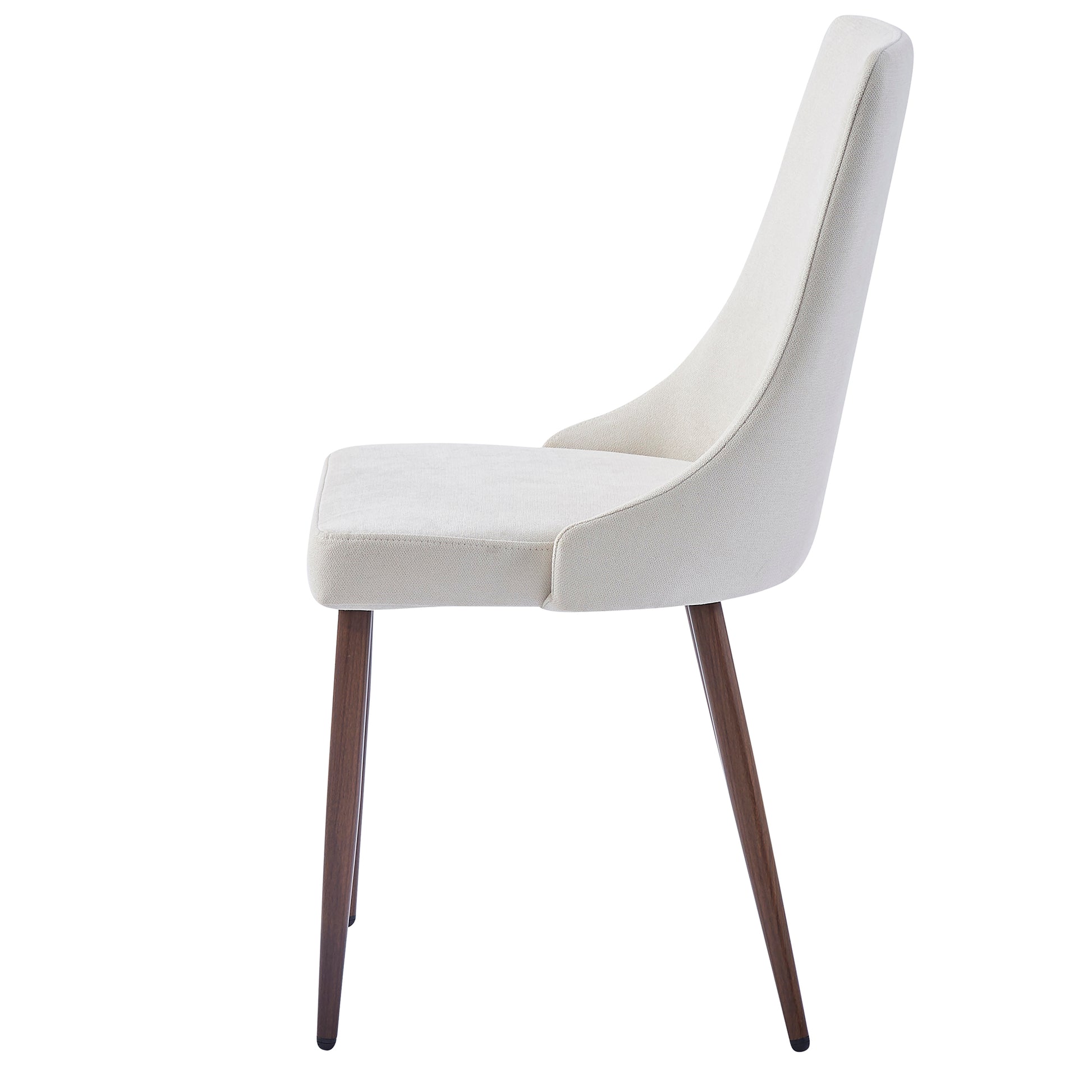 Cora Side Chair - Beige Fabric with Walnut Finish Legs-DECOROLALA