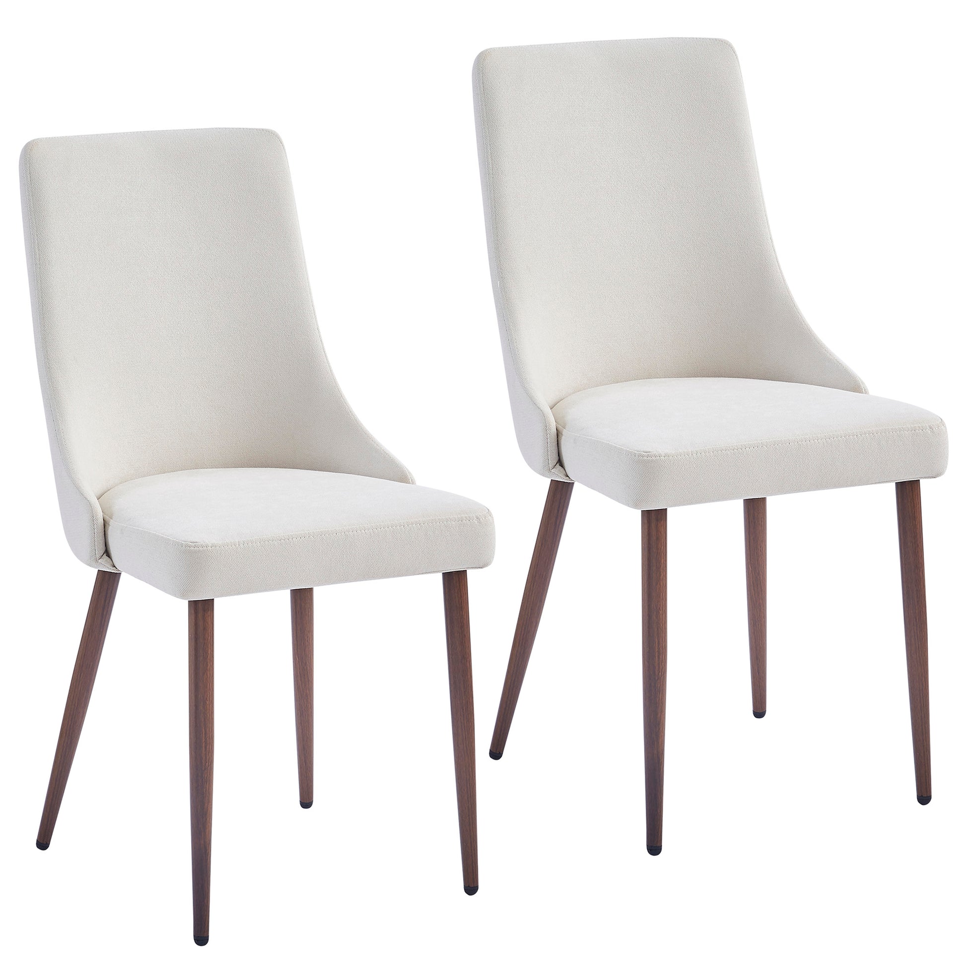 Cora Side Chair - Beige Fabric with Walnut Finish Legs-DECOROLALA