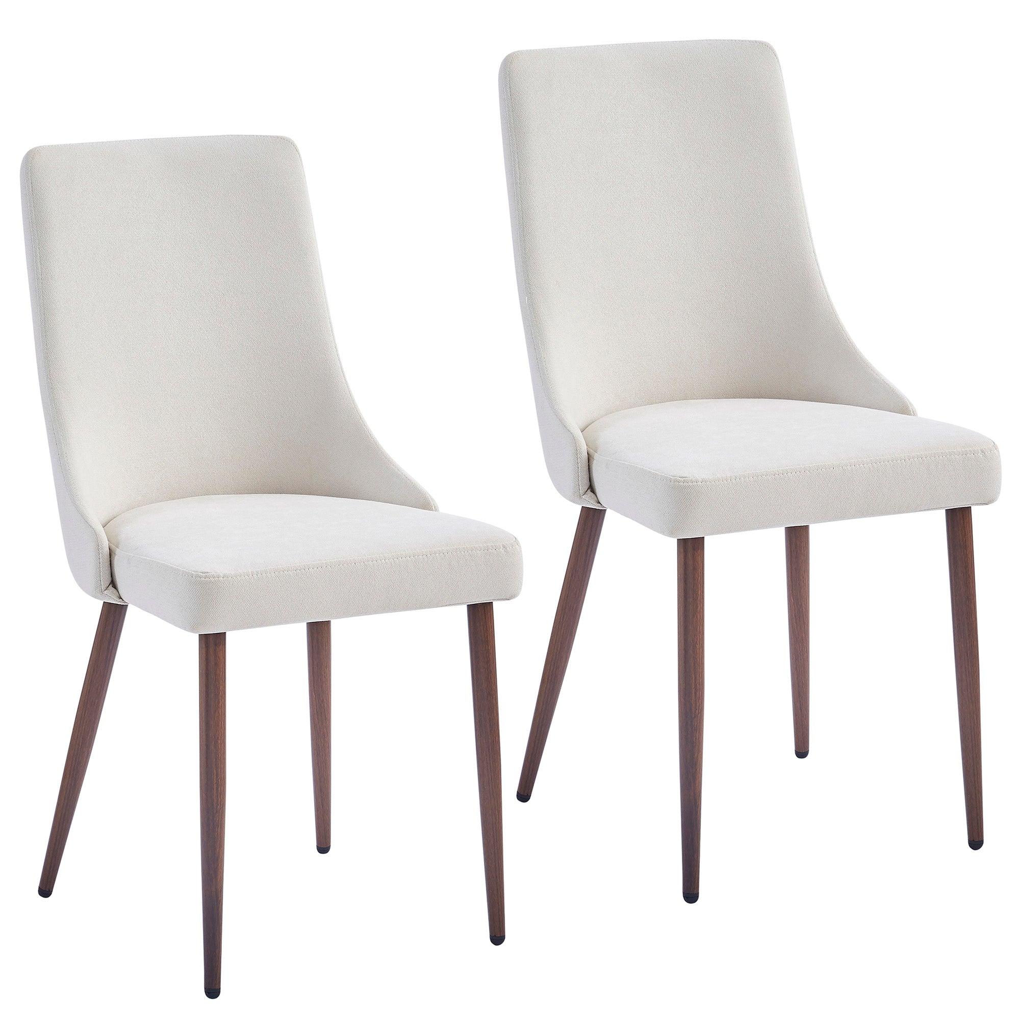 Cora Side Chair - Beige Fabric with Walnut Finish Legs-DECOROLALA