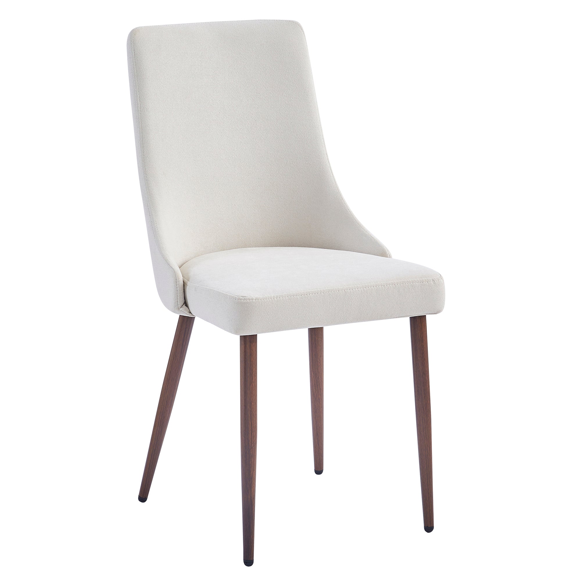 Cora Side Chair - Beige Fabric with Walnut Finish Legs-DECOROLALA