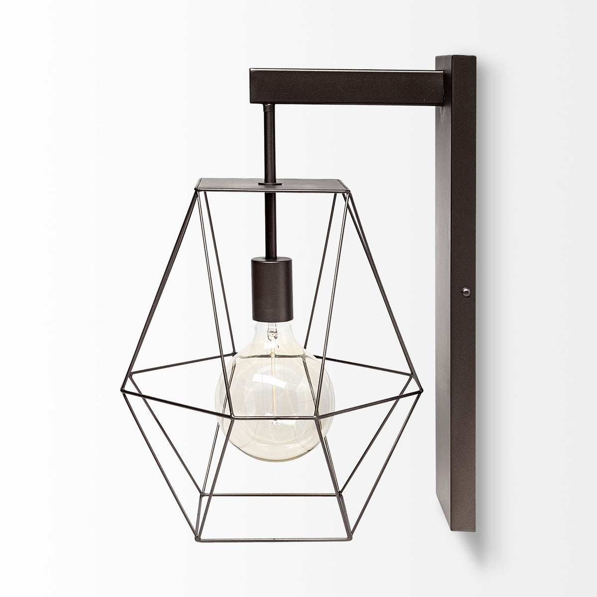 Cordova 12x19 Gray Metal Hanging Bulb Caged Wall Sconce-Wall Sconces-DECOROLALA