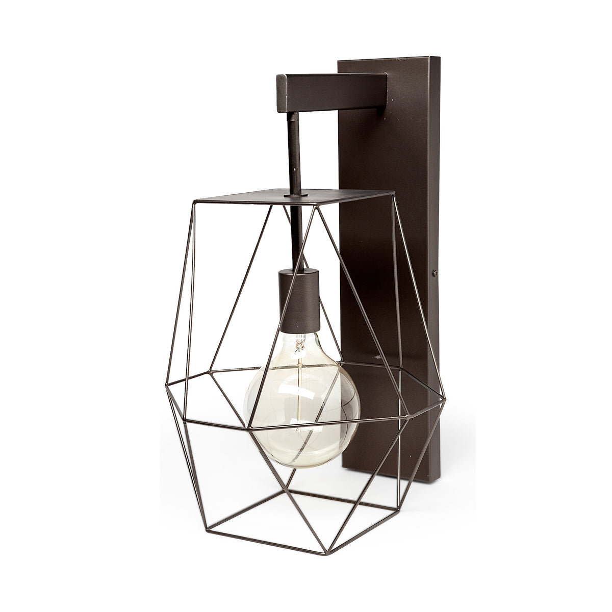 Cordova 12x19 Gray Metal Hanging Bulb Caged Wall Sconce-Wall Sconces-DECOROLALA