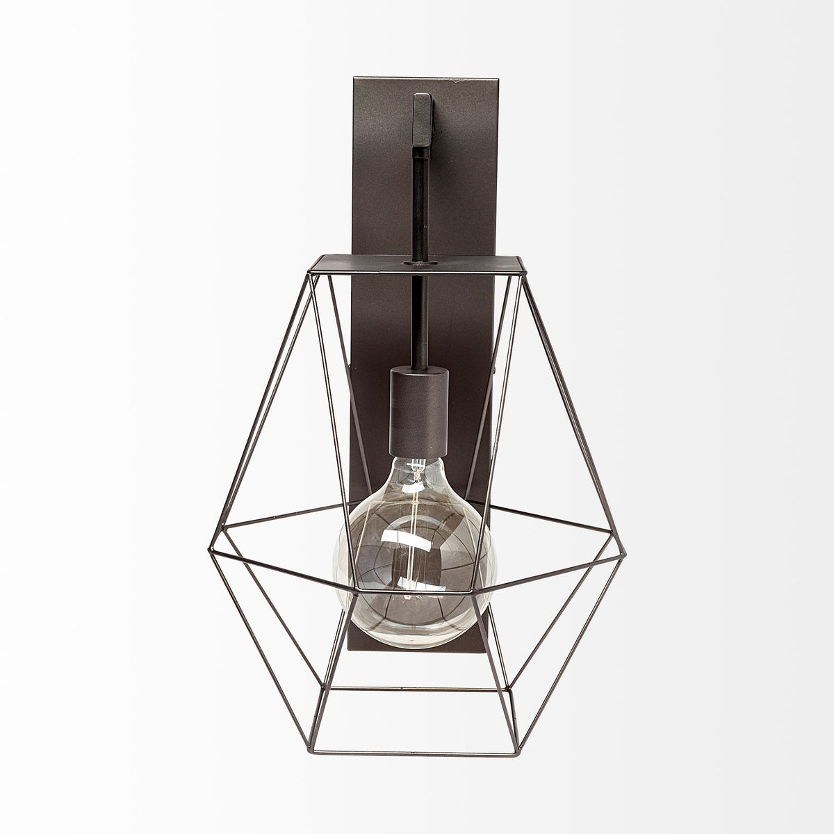 Cordova Gray Metal Hanging Bulb Caged Wall Sconce-Wall Sconces-DECOROLALA