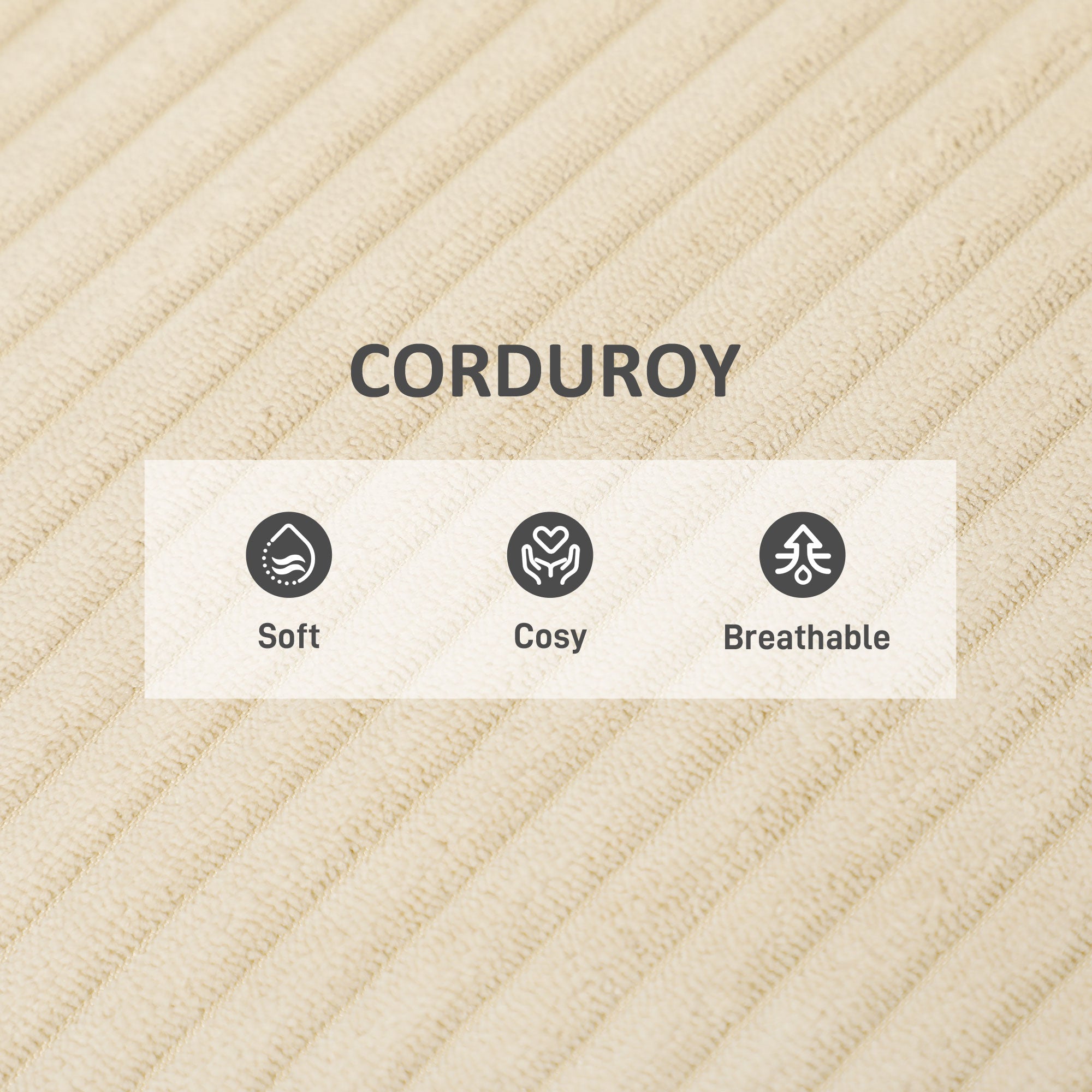 Corduroy Accent Chair Beige - Wide Seat, Soft Armrests, Reading Chair-DECOROLALA
