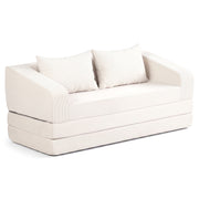 Corduroy Loveseat Sleeper Sofa with 2 Back Cushions for Living Room Bedroom Apartment-Beige-Sofas & Loveseats-DECOROLALA