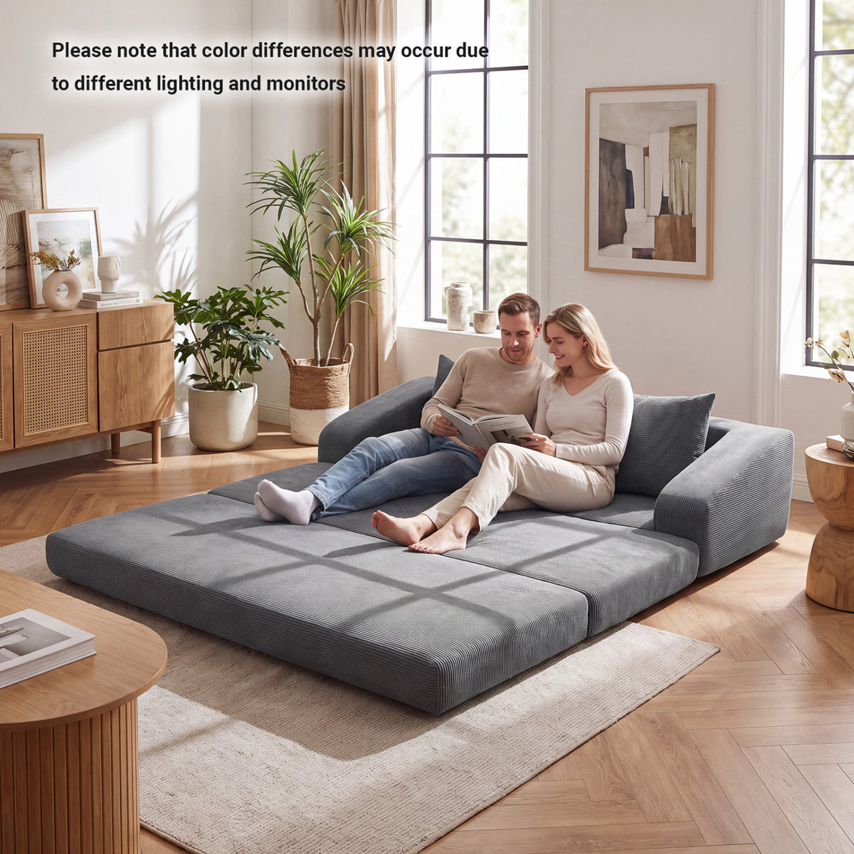 Corduroy Loveseat Sleeper Sofa with 2 Back Cushions for Living Room Bedroom Apartment-Gray-Sofas & Loveseats-DECOROLALA