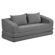 Corduroy Loveseat Sleeper Sofa with 2 Back Cushions for Living Room Bedroom Apartment-Gray-Sofas & Loveseats-DECOROLALA