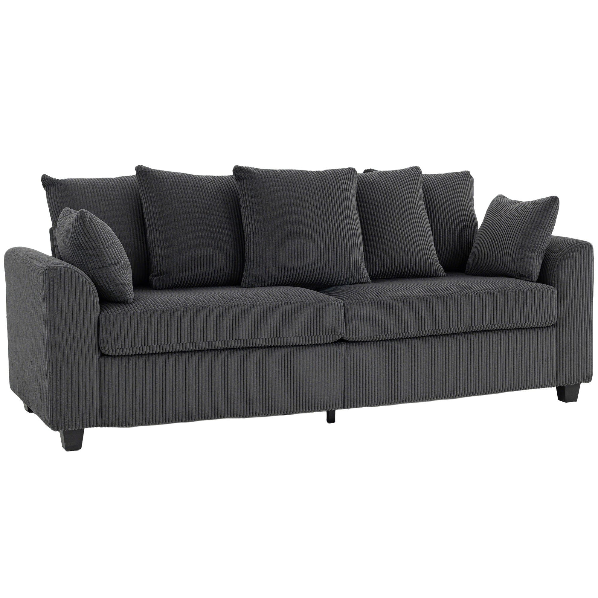 Corduroy Sofa 3 Seater - Dark Grey Curved-DECOROLALA