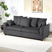 Corduroy Sofa 3 Seater - Dark Grey Curved-DECOROLALA