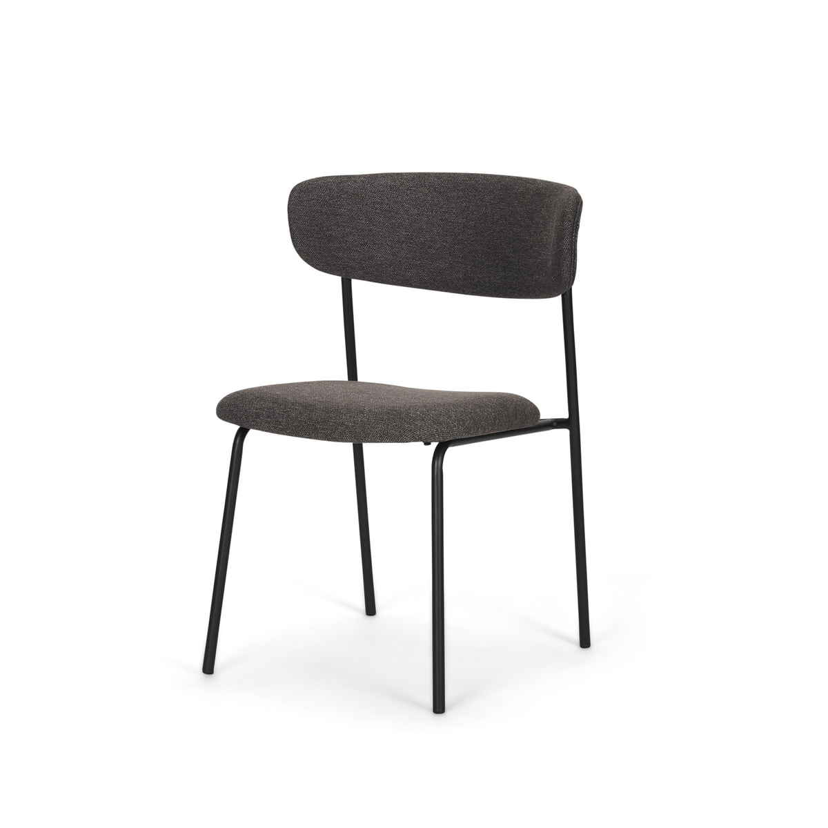 Corey Contoured Back Dining Side Chair | Gray Fabric w/ Metal-Dining Chairs-DECOROLALA