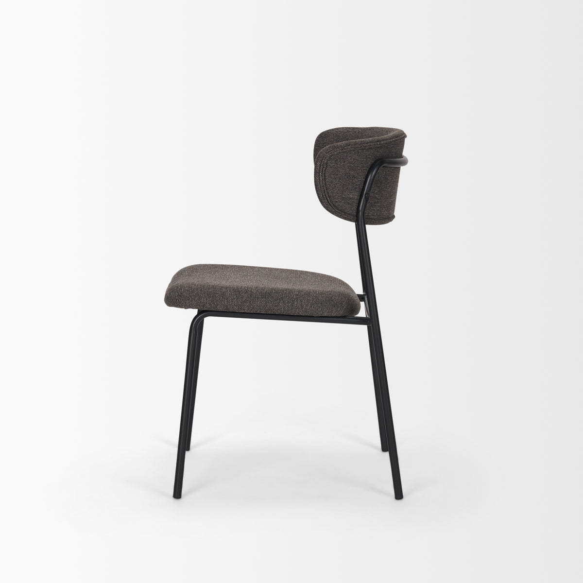 Corey Contoured Back Dining Side Chair | Gray Fabric w/ Metal-Dining Chairs-DECOROLALA