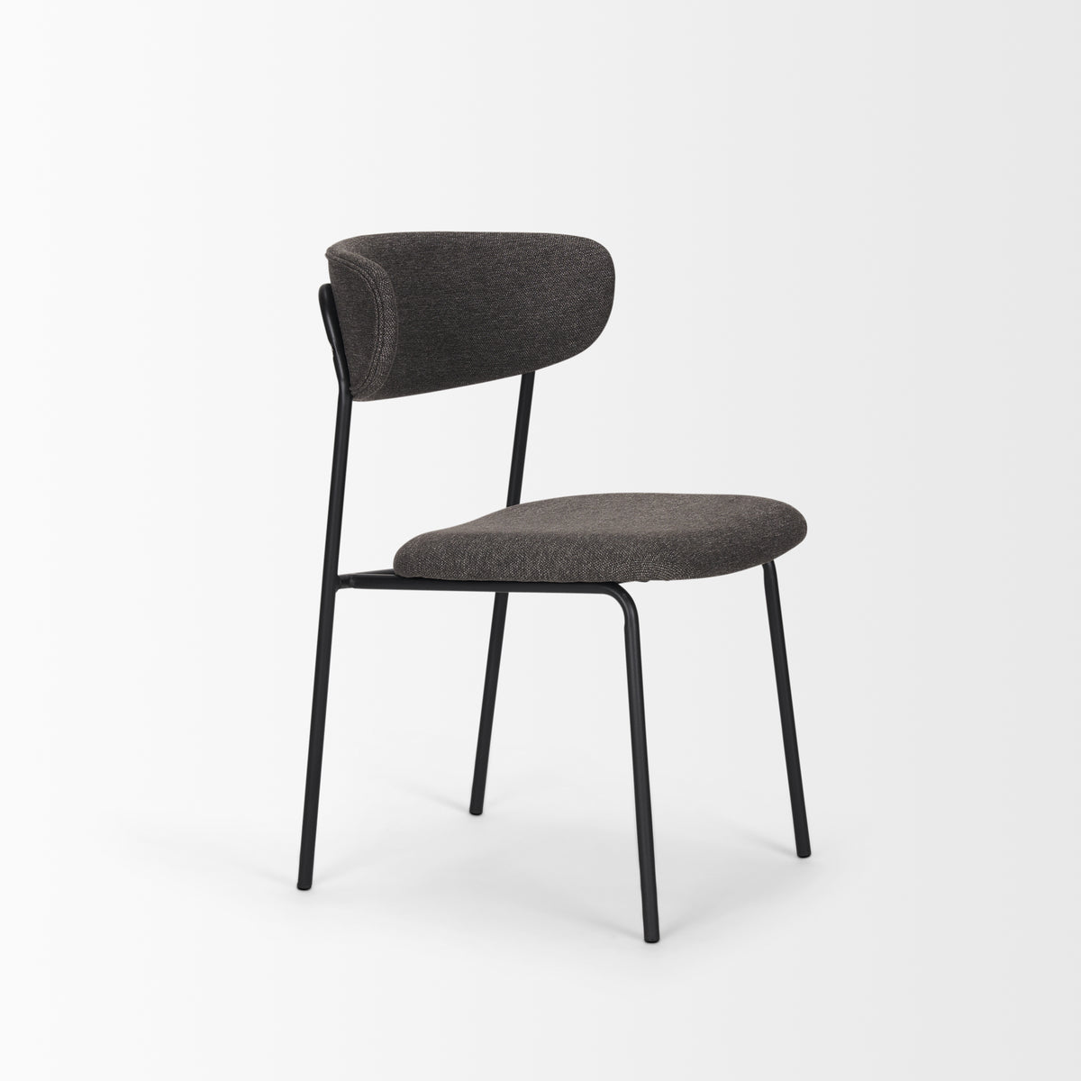 Corey Contoured Back Dining Side Chair | Gray Fabric w/ Metal-Dining Chairs-DECOROLALA